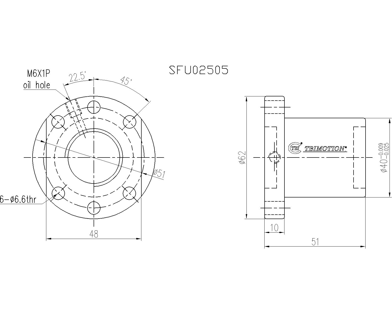 SFU2505-4滾珠絲桿螺母尺寸